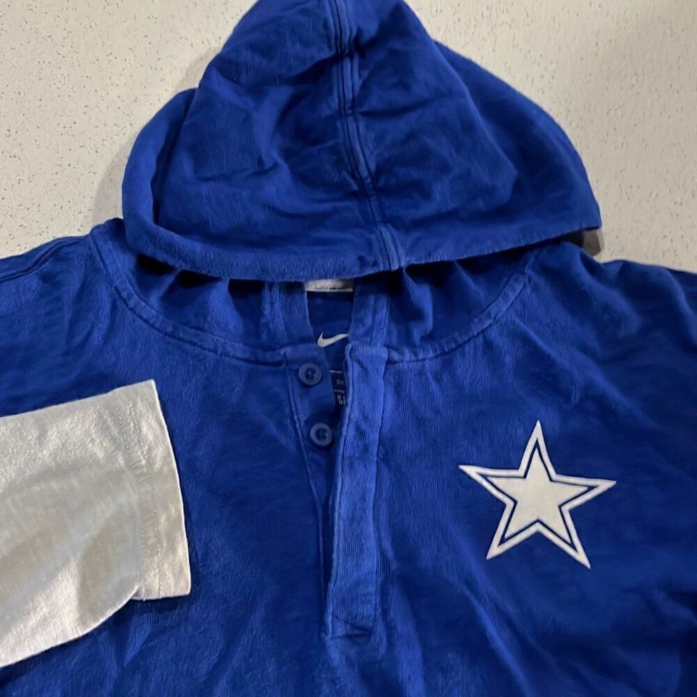 Nike NFL Team Apparel Dallas Cowboys Hooded Button Henley Long Sleeve T Mens Sma
